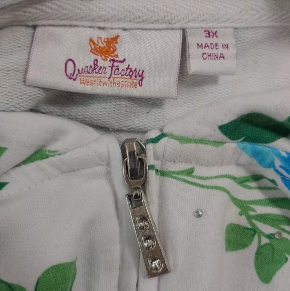 Quacker Factory Rhinestones Bling Jacket Woman Plus 3X Full Zip Cottage Coastal - Picture 7 of 11